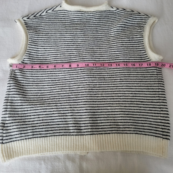 bohme Clark Cardigan, White With Black Stripes, Wool Blend, Size Small - Picture 6 of 9